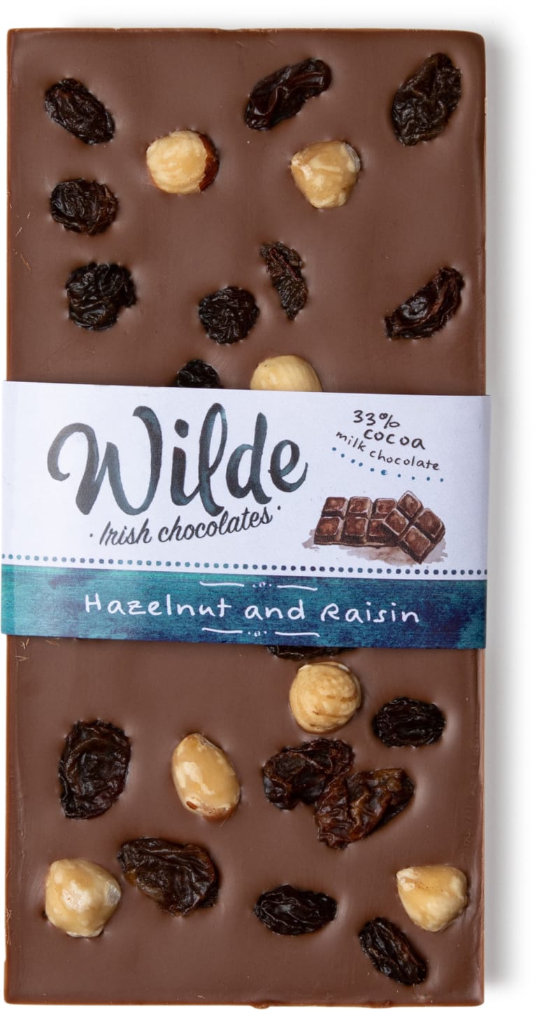 Hazelnut & Raisin Milk Chocolate Bar Wilde Irish Chocolate