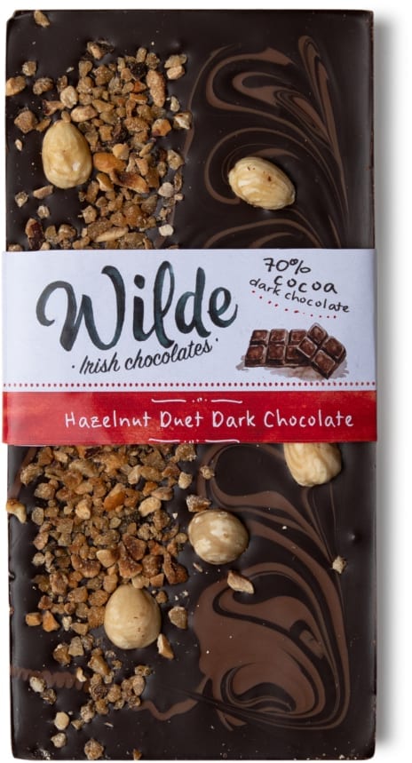 hazelnut duet Dark chocolate bar - Wilde Irish Chocolates