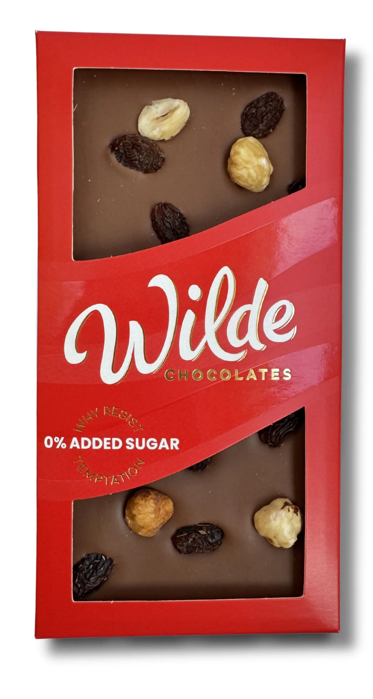 0% Added Sugar Hazelnut & Raisin Milk Chocolate Bar