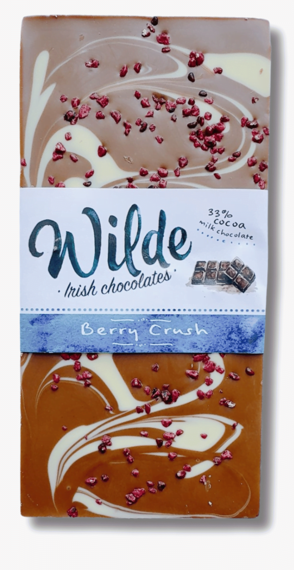 Wilde Irish Chocolates' Berry Crush Blackberry Swirl chocolate bar.