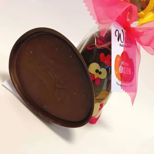 Dark chocolate praline filled Easter egg.