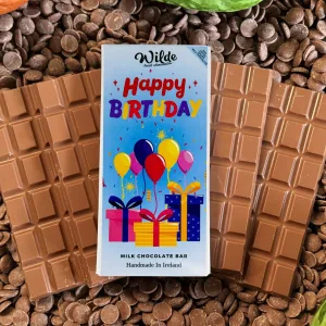 Happy Birthday Colurful Balloons Chocolate Gift Baron a bed of chocolate bars