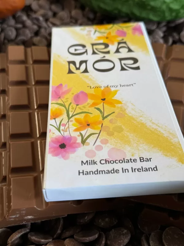 Grá Mór chocolate bar packaging - milk chocolate bar handmade in Ireland.