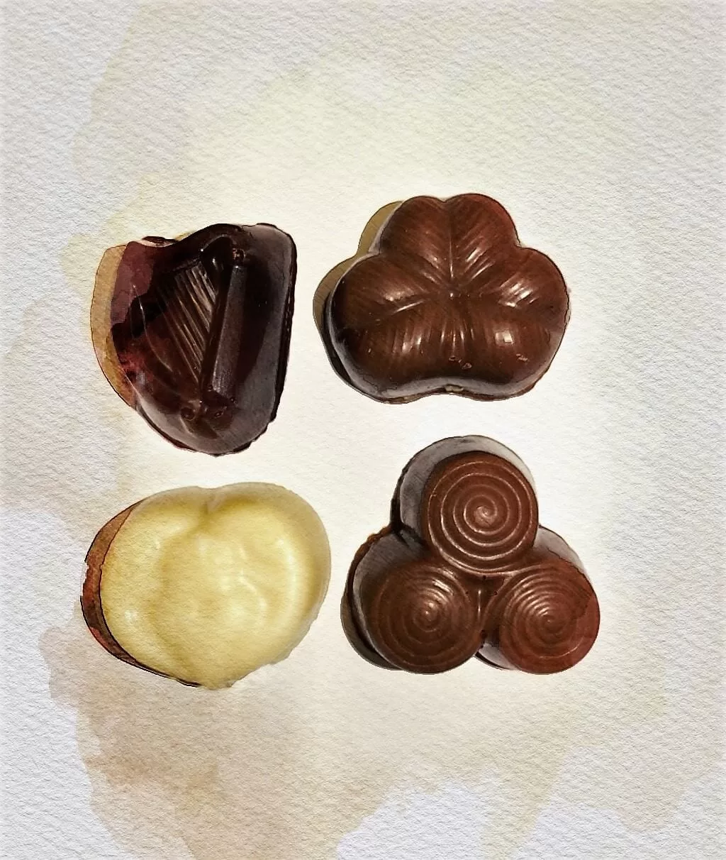 Irish Moments Chocolate Assortment chocolates on a white background.