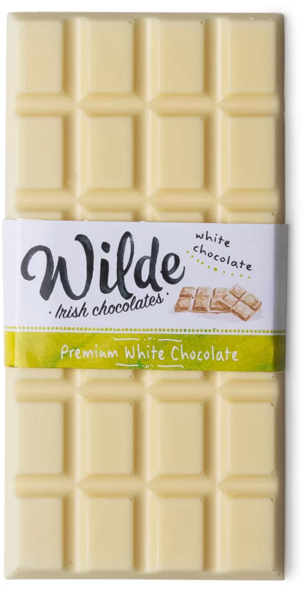 Wilde Irish Chocolates premium white chocolate bar.