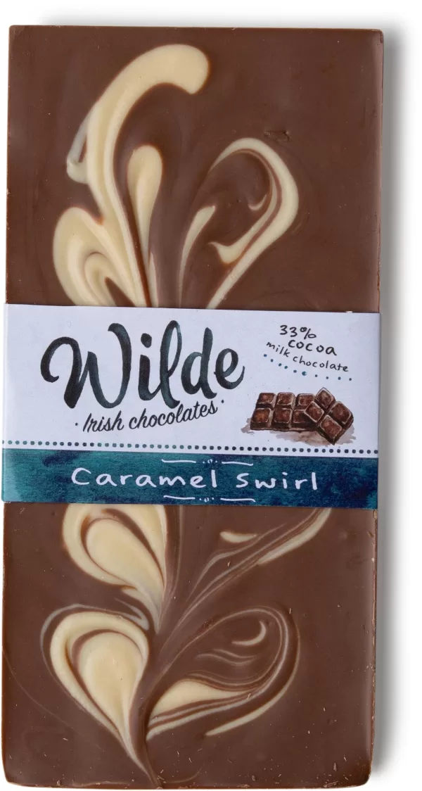 Caramel Swirl 33% cocoa chocolate bar.