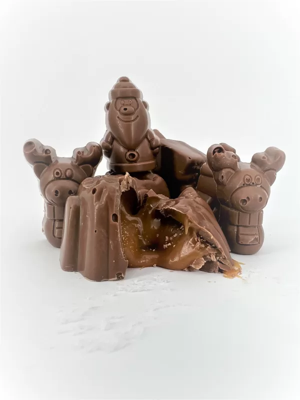 Salted caramel Christmas chocolate figures.