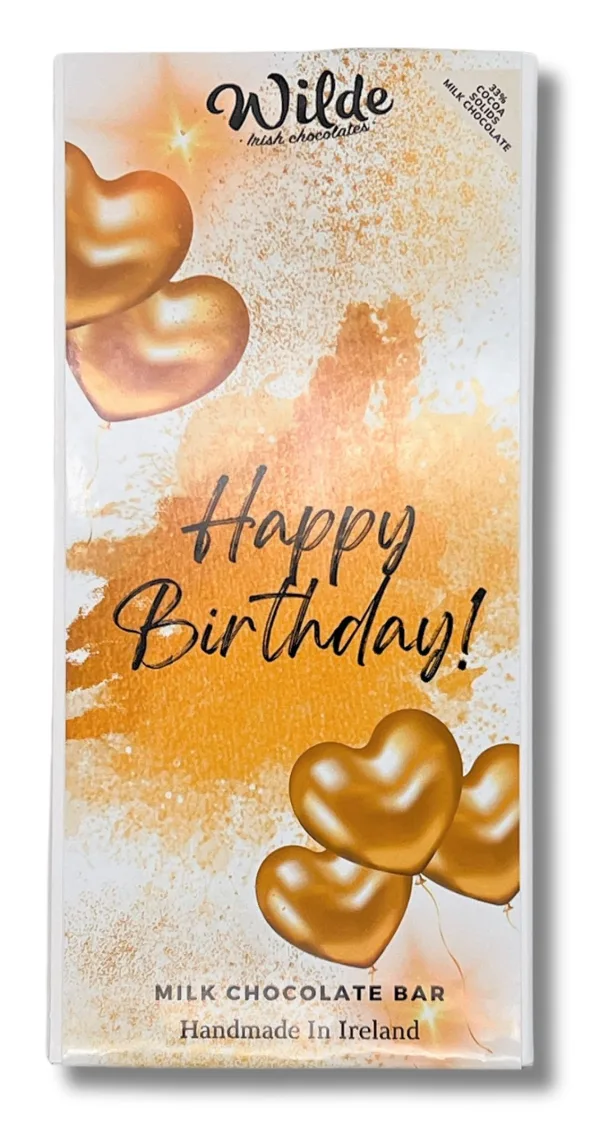 Happy Birthday Golden Heaetrs Chocolate Gift BAr Handmade In Ireland