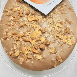 Close up of smooth small batch Irish milk chocolate texture