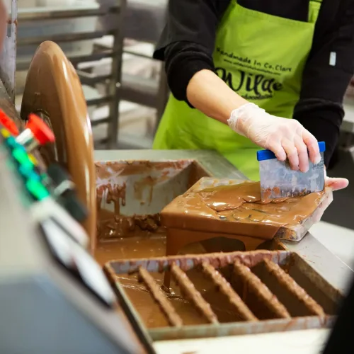 Demonstrating Making a chocoate bar